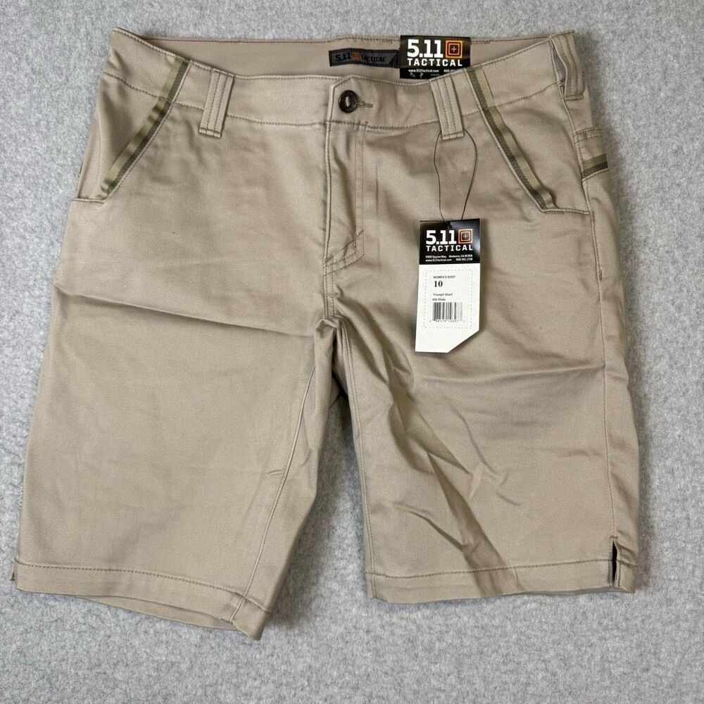 Brand New 5.11 Tactical Women's Size 10 Triumph Shorts in Khaki Flat Front